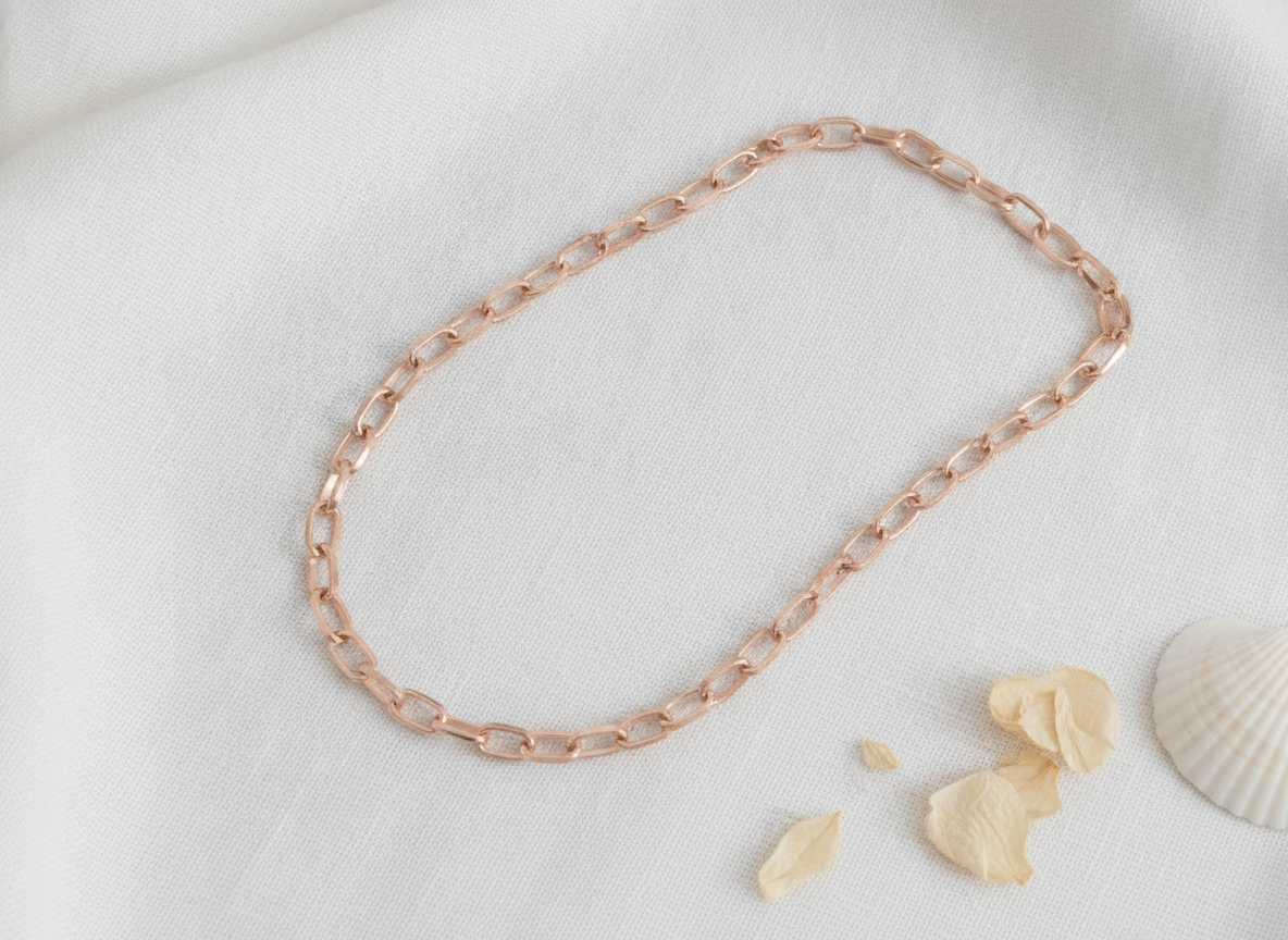 گردنبند زنجیر مدل Chunky Rose Gold (طرح لینک‌های ضخیم)