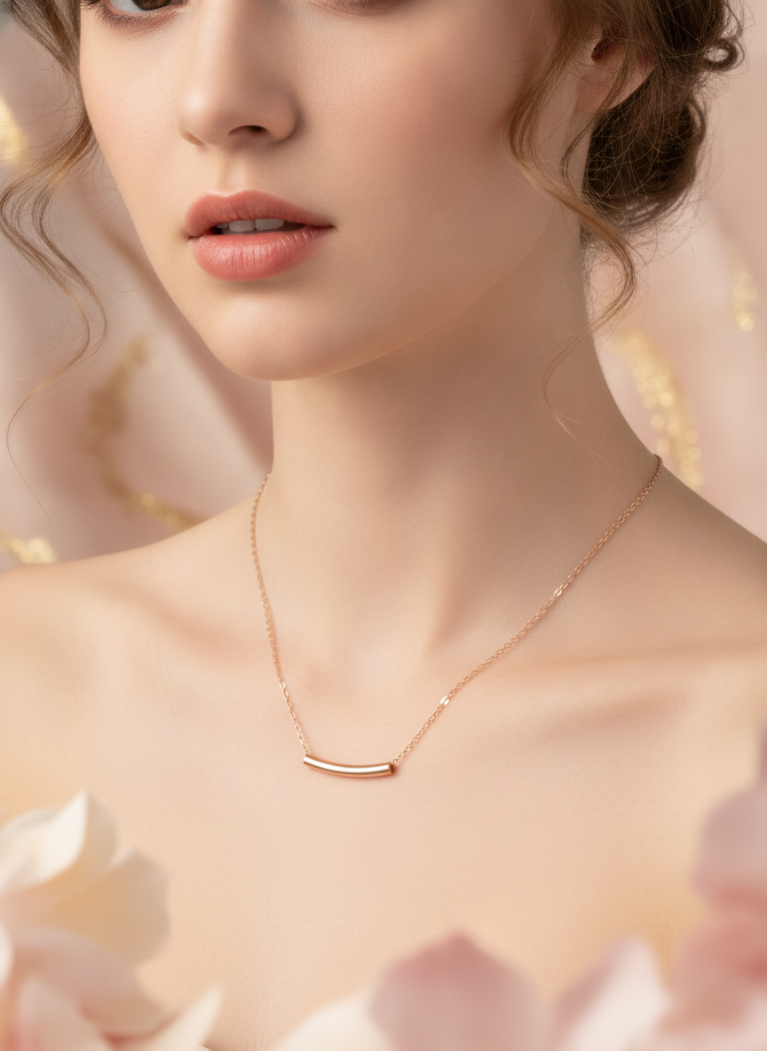 نام محصول: گردنبند مدل "Minimalist Rose Gold Bar"
